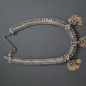 Cleopatra Statement Silver Gold dangle Rhinestone Egyptian Choker Necklace